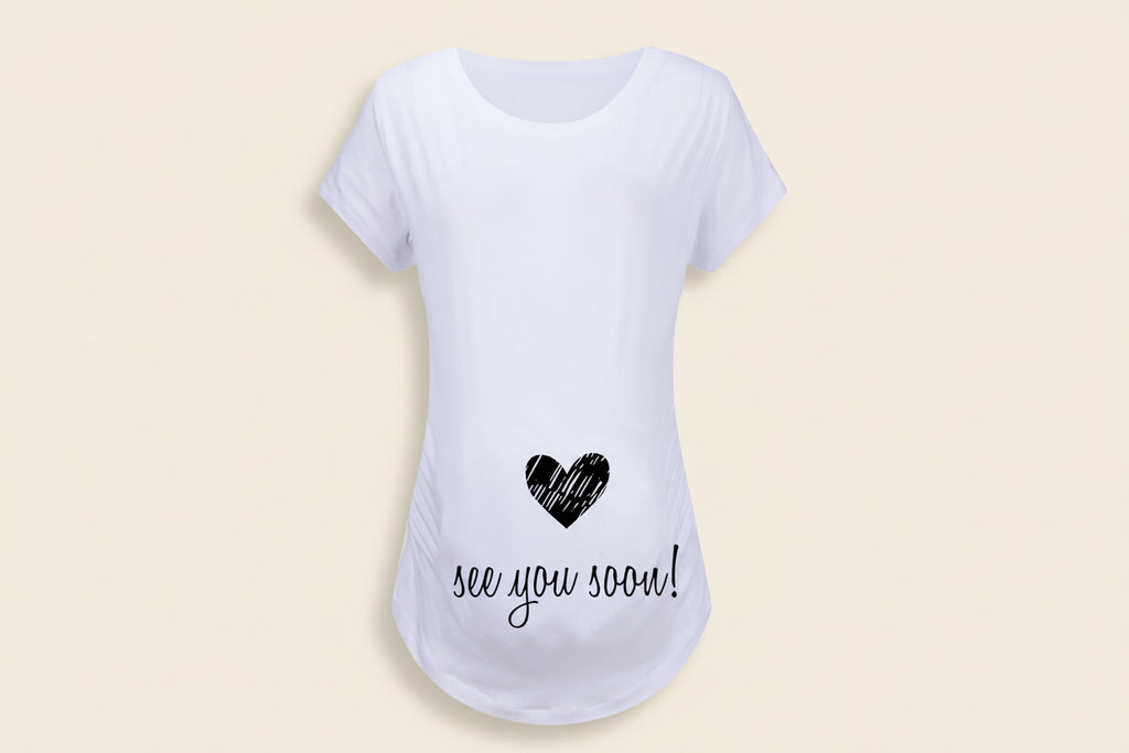 Women T-Shirts Slim Maternity Funny Letter Tops O-Neck Pregnancy Women