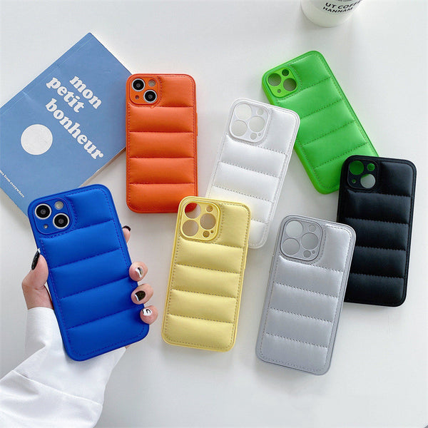 Fashion Solid Color Down Jacket Phone Case