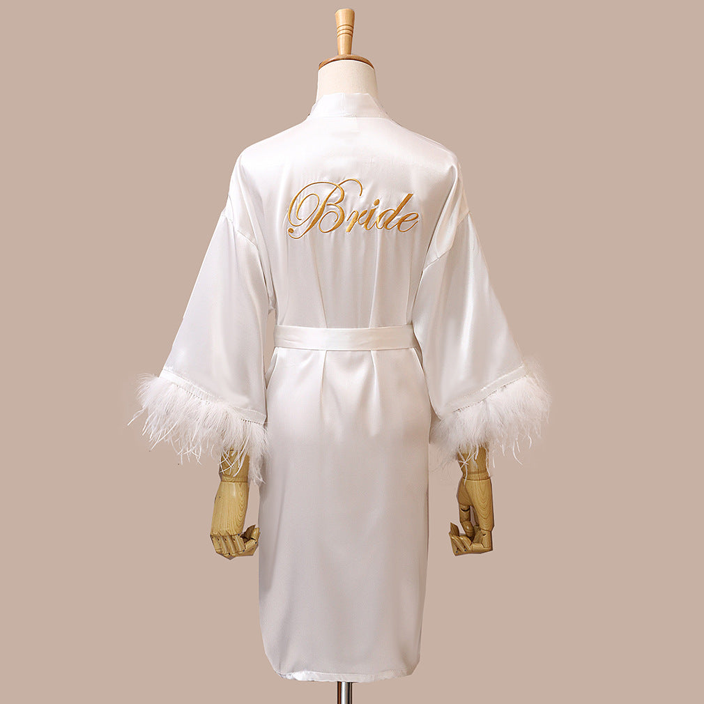 Feather Dressing Gown Wedding Party Costume