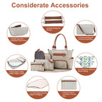 8Pcs Baby Nappy Diaper Bags Set For Mom Dad Mummy Handbags Multifunctional Diaper Changing Bags With Bottle Bag Mesh Bag Purse Diaper Pad 2 Burp Cloths 2 Hook Straps