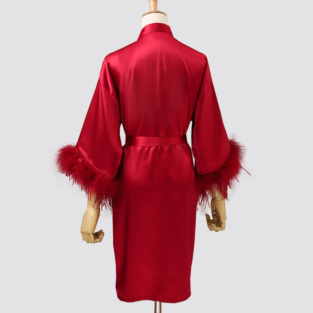 Feather Dressing Gown Wedding Party Costume
