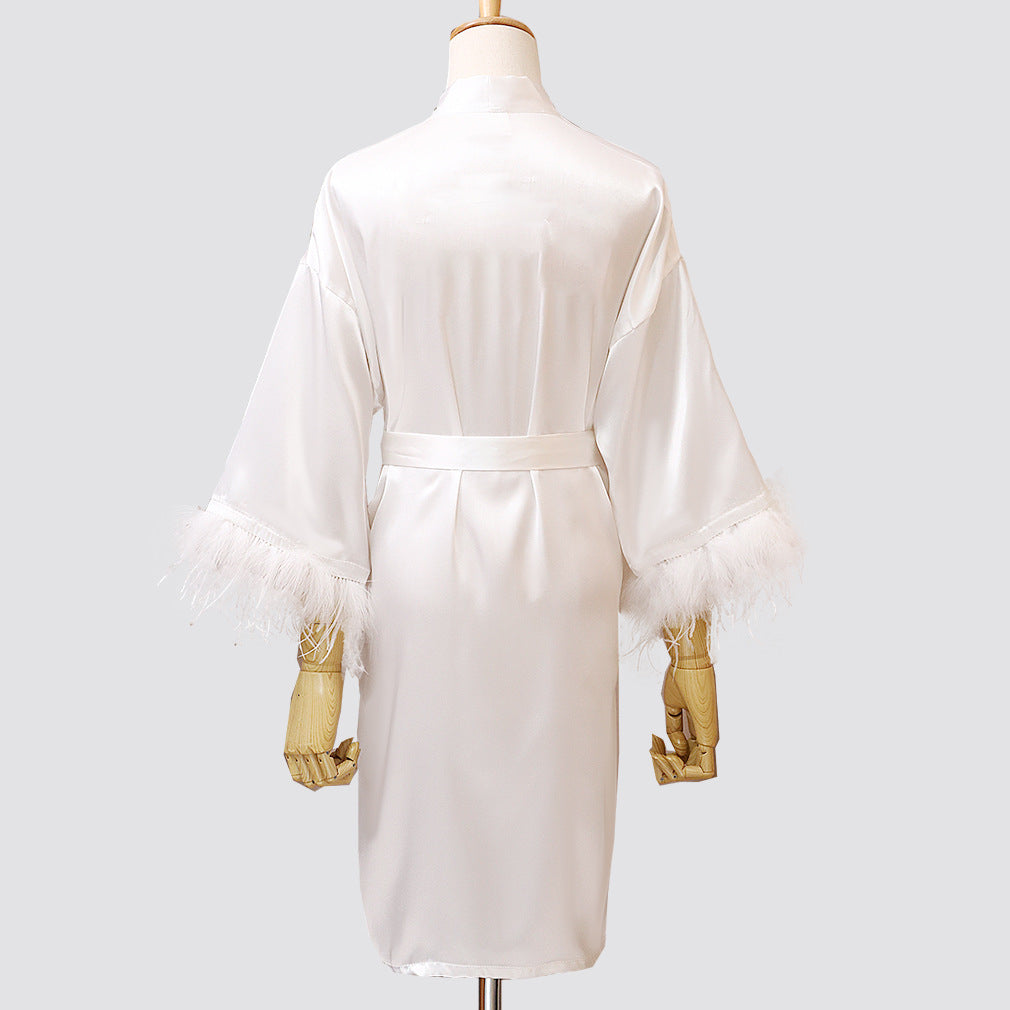 Feather Dressing Gown Wedding Party Costume